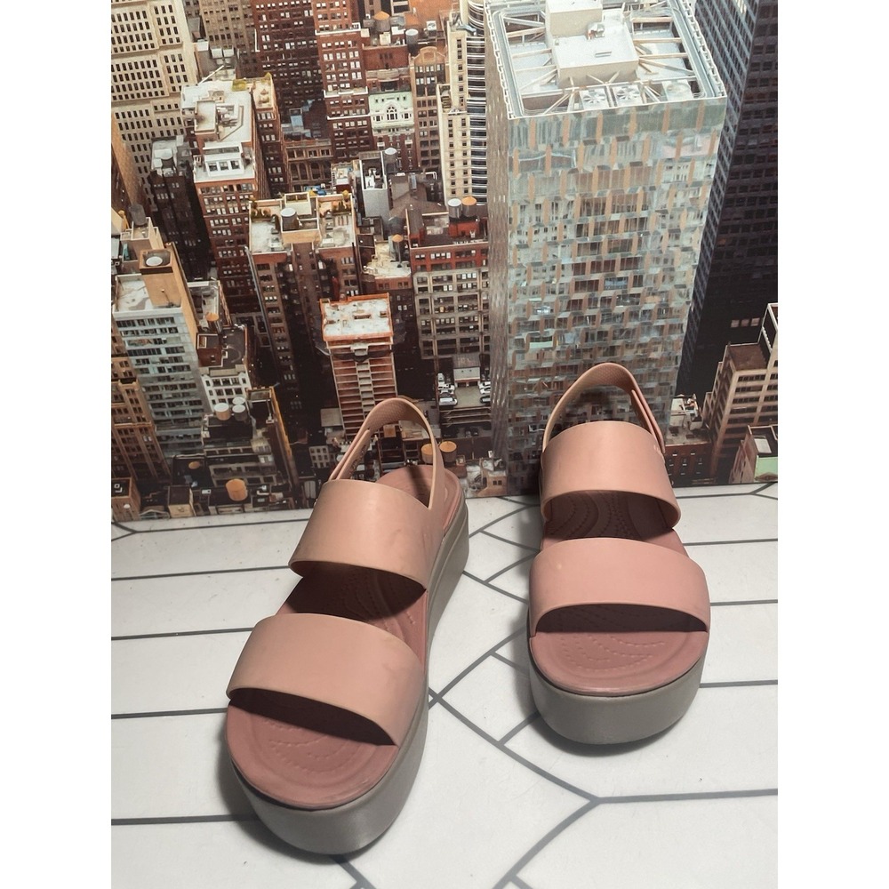 Crocs Brooklyn Low Wedge Platform Sandals Pink Women Size 7 Adjustable - Picture 2 of 12